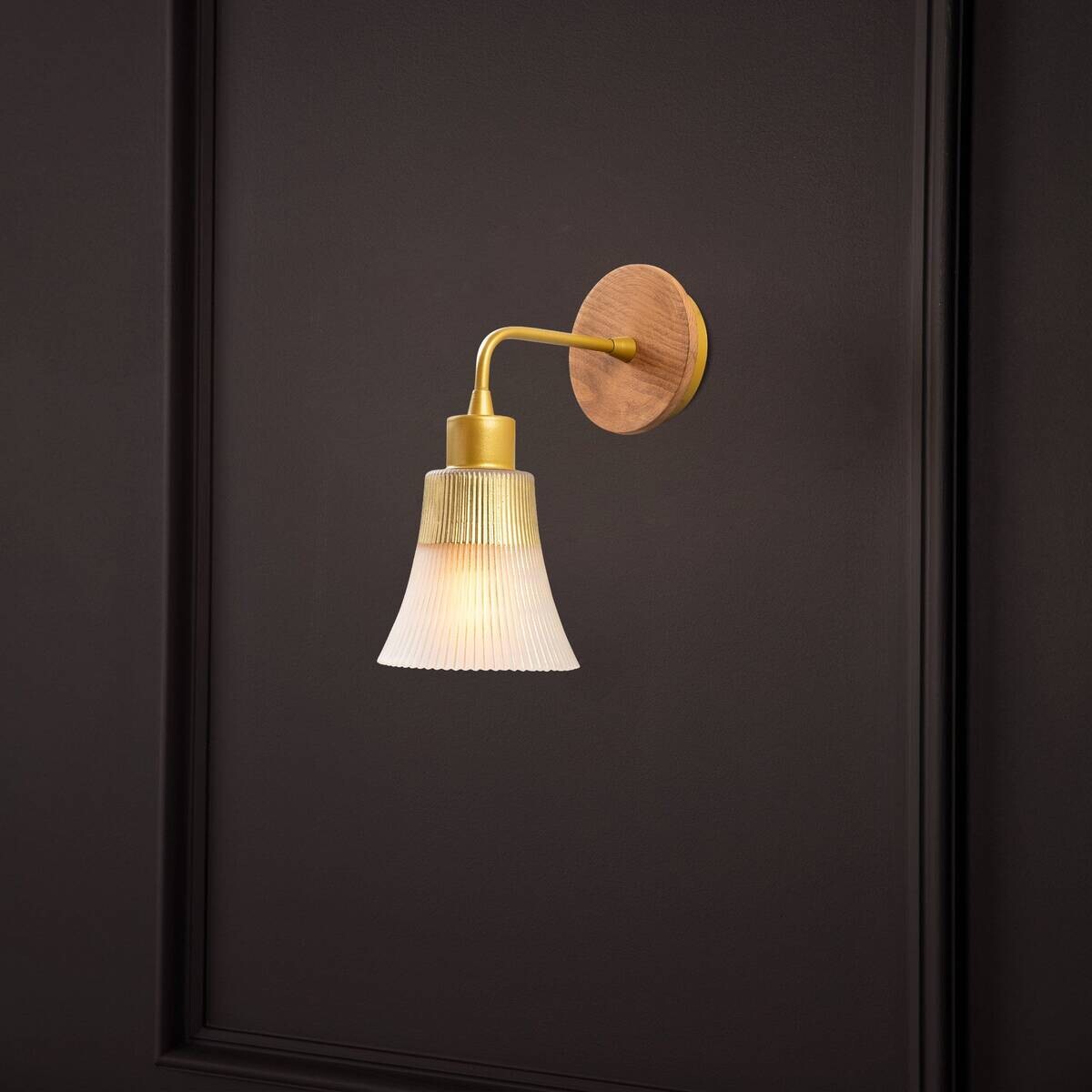 Opviq Wandleuchte gold Eisen Glas B/H/L: ca. 13x28x13 cm E27 1 Brennstellen