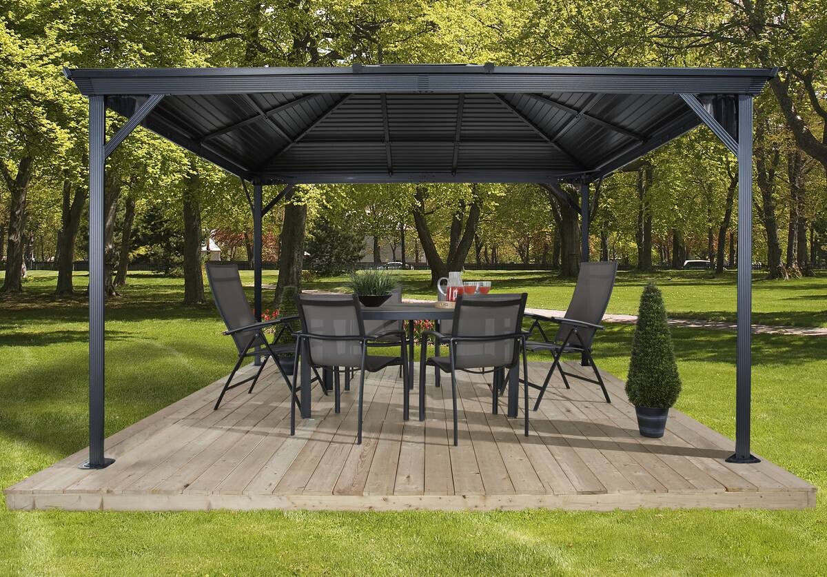 Sojag Pavillon Ventura anthrazit Stahl B/H/L: ca. 296x260x296 cm