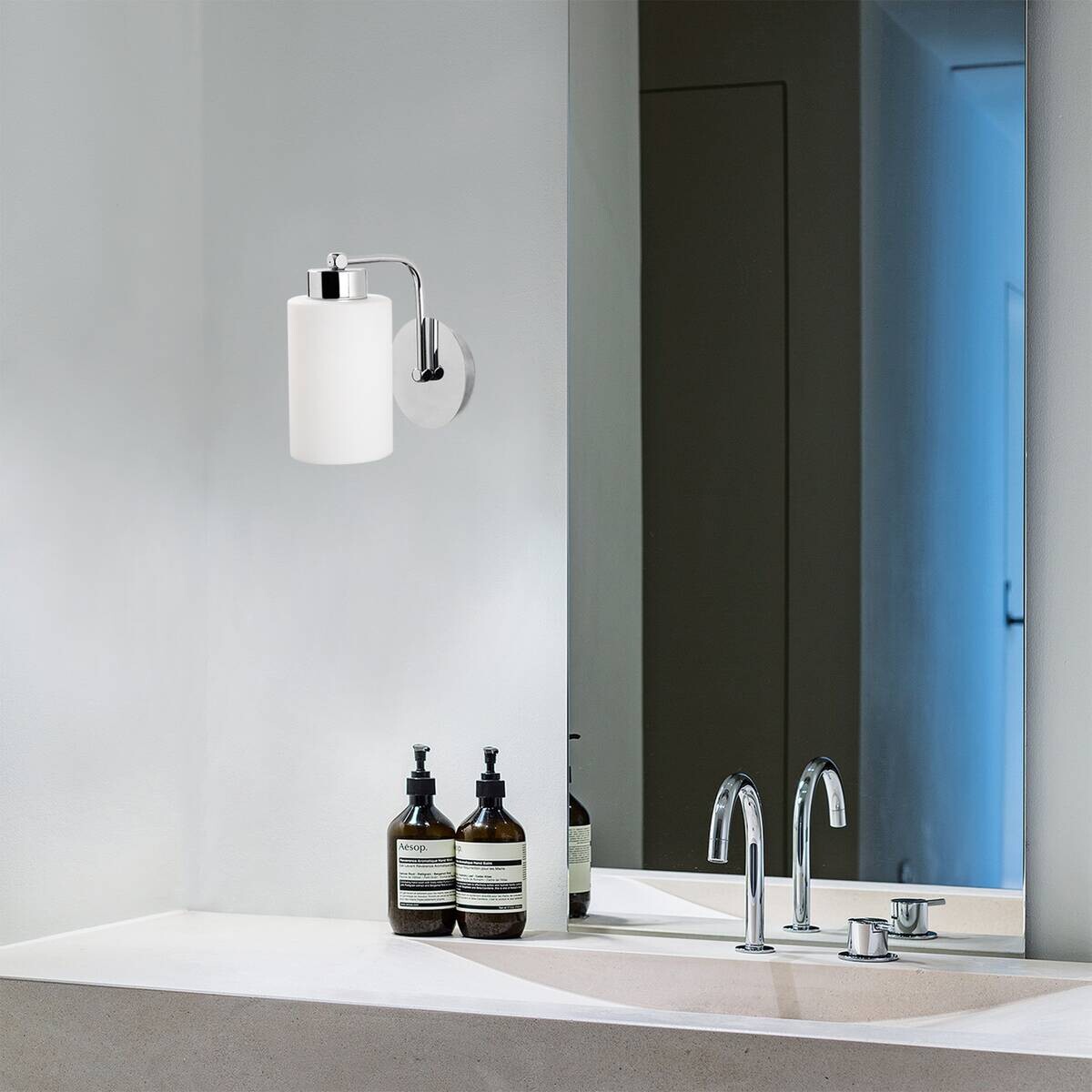 Opviq Wandleuchte Balcova silber Glas Metall B/H/T/L/D: ca. 12x20x12x12x12 cm E27 1 Brennstellen