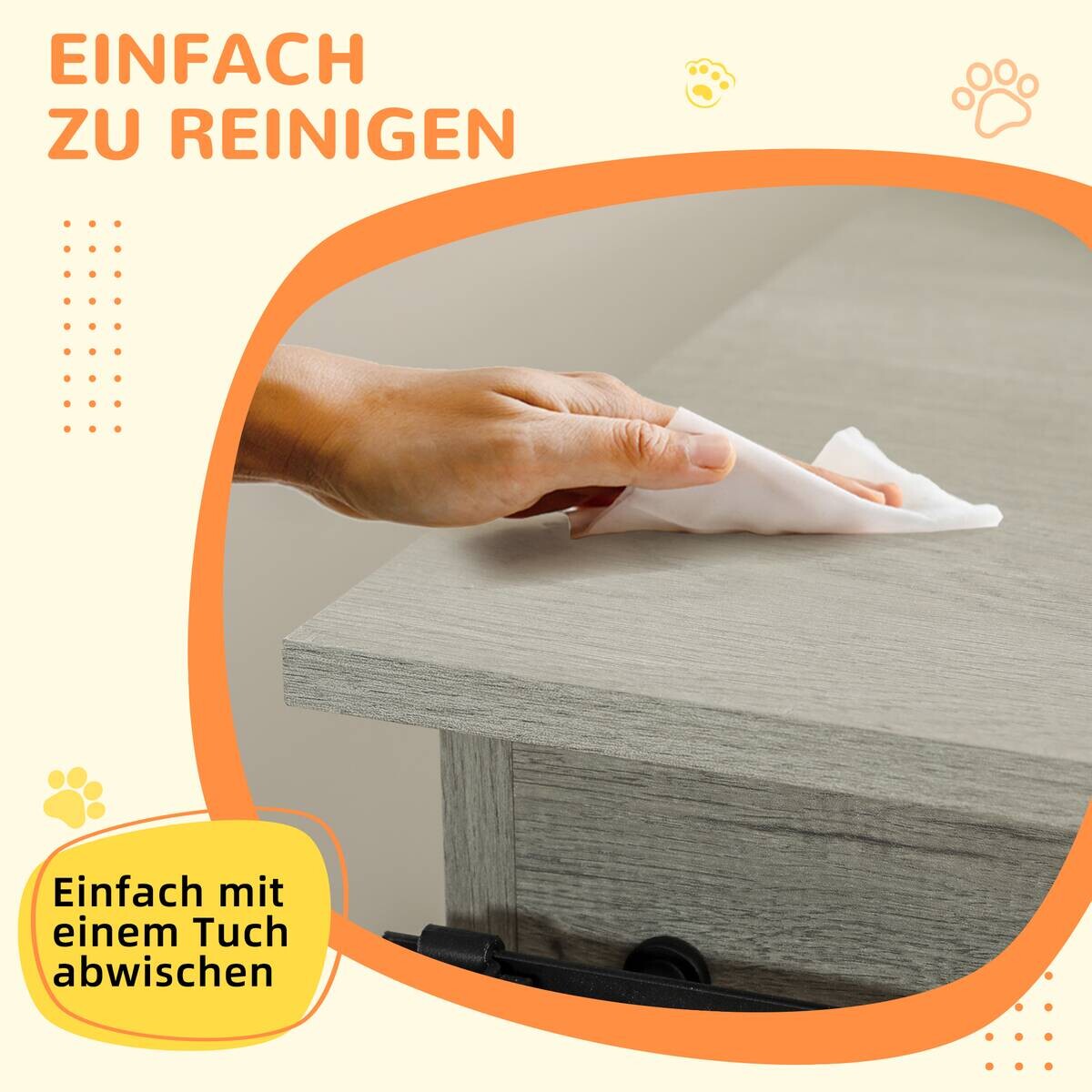 PawHut Hundekäfig grau MDF B/H/L: ca. 60x88,5x120 cm