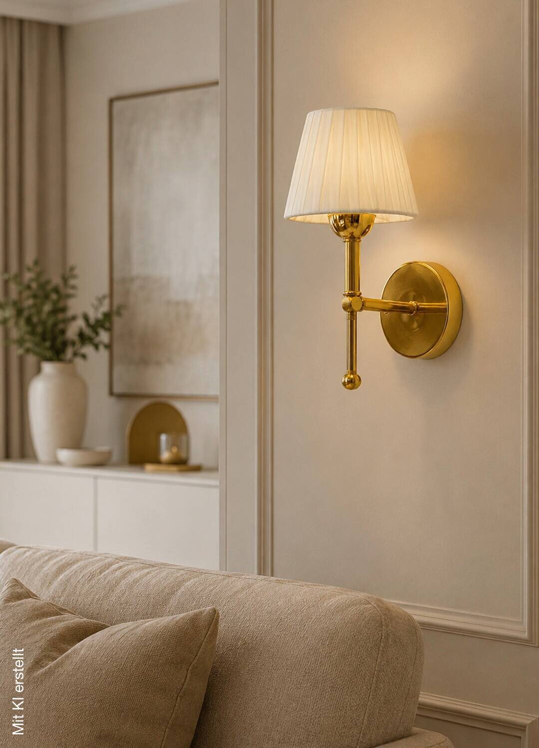 Wandleuchte creme Metall Stoff B/H/T/L: ca. 26x30x26x14 cm GU10 1 Brennstellen