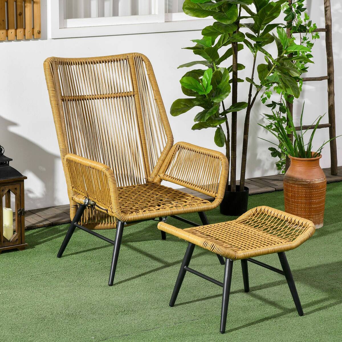 Outsunny Gartensessel natur Polyester B/H/L: ca. 83x94x67 cm