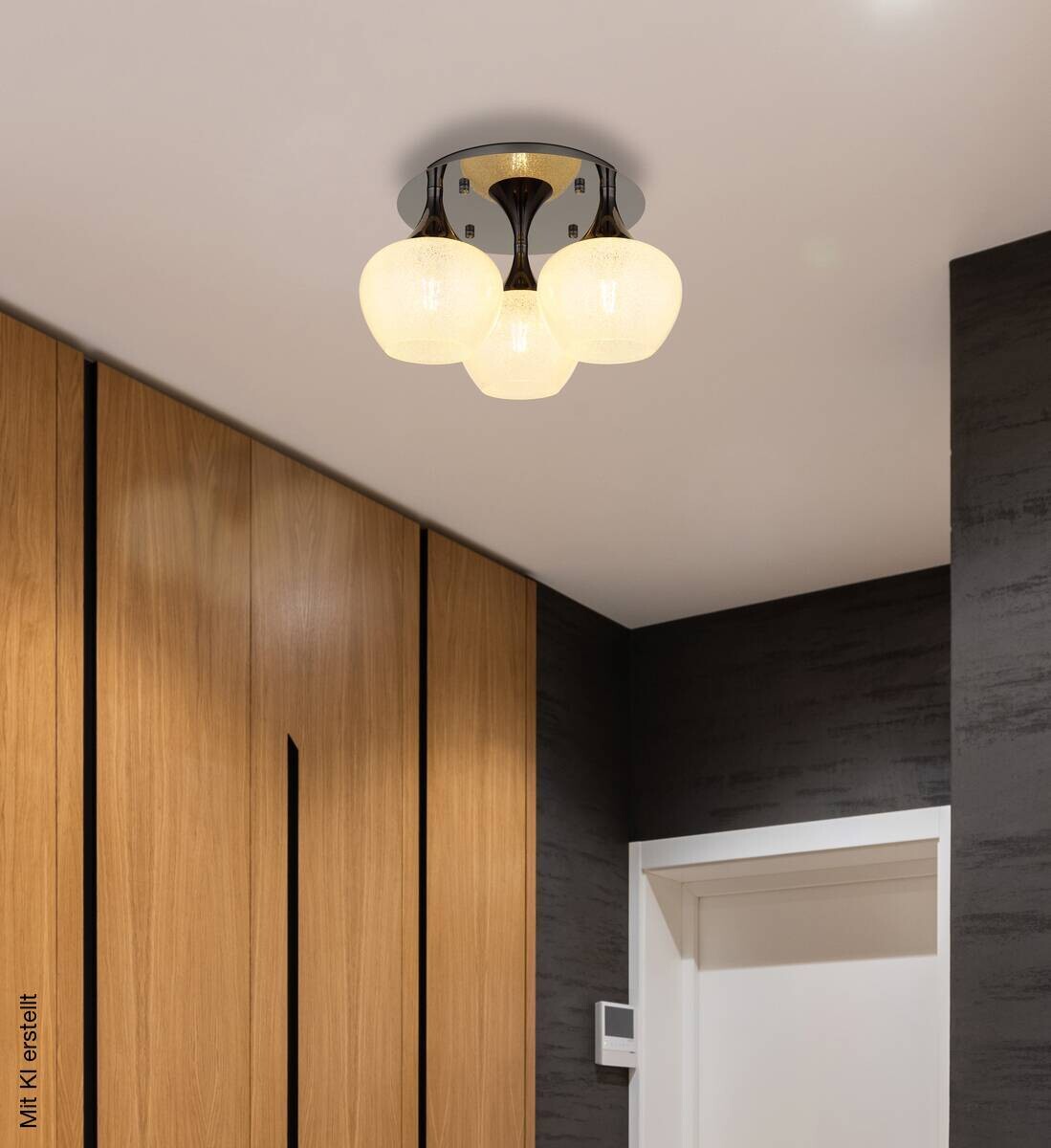 GLOBO Deckenleuchte MAXY 15548-3DK Chrom klar schwarz Acryl Metall H/D: ca. 27,5x45 cm E27 3 Brennstellen