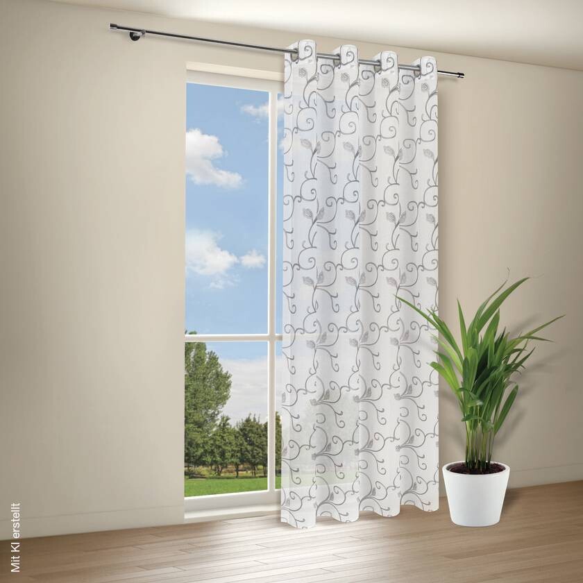 Happy Home Ösenvorhang Ranke weiß B/L: ca. 140x245 cm