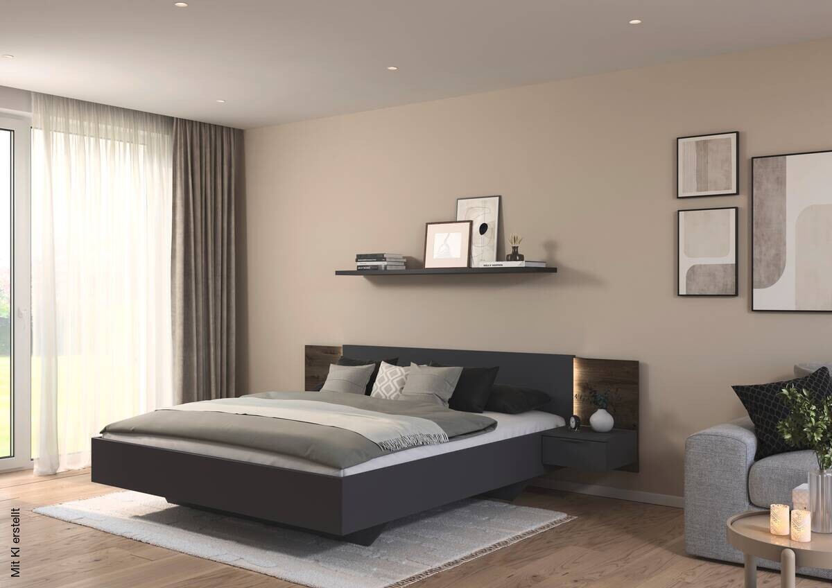 Bettanlage Marbella grau B/H/T: ca. 266x83x208 cm Liegefläche B/L: ca. 180x200 cm