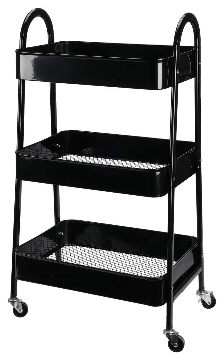 Küchentrolley schwarz Stahl B/H/L: ca. 9x45x32 cm