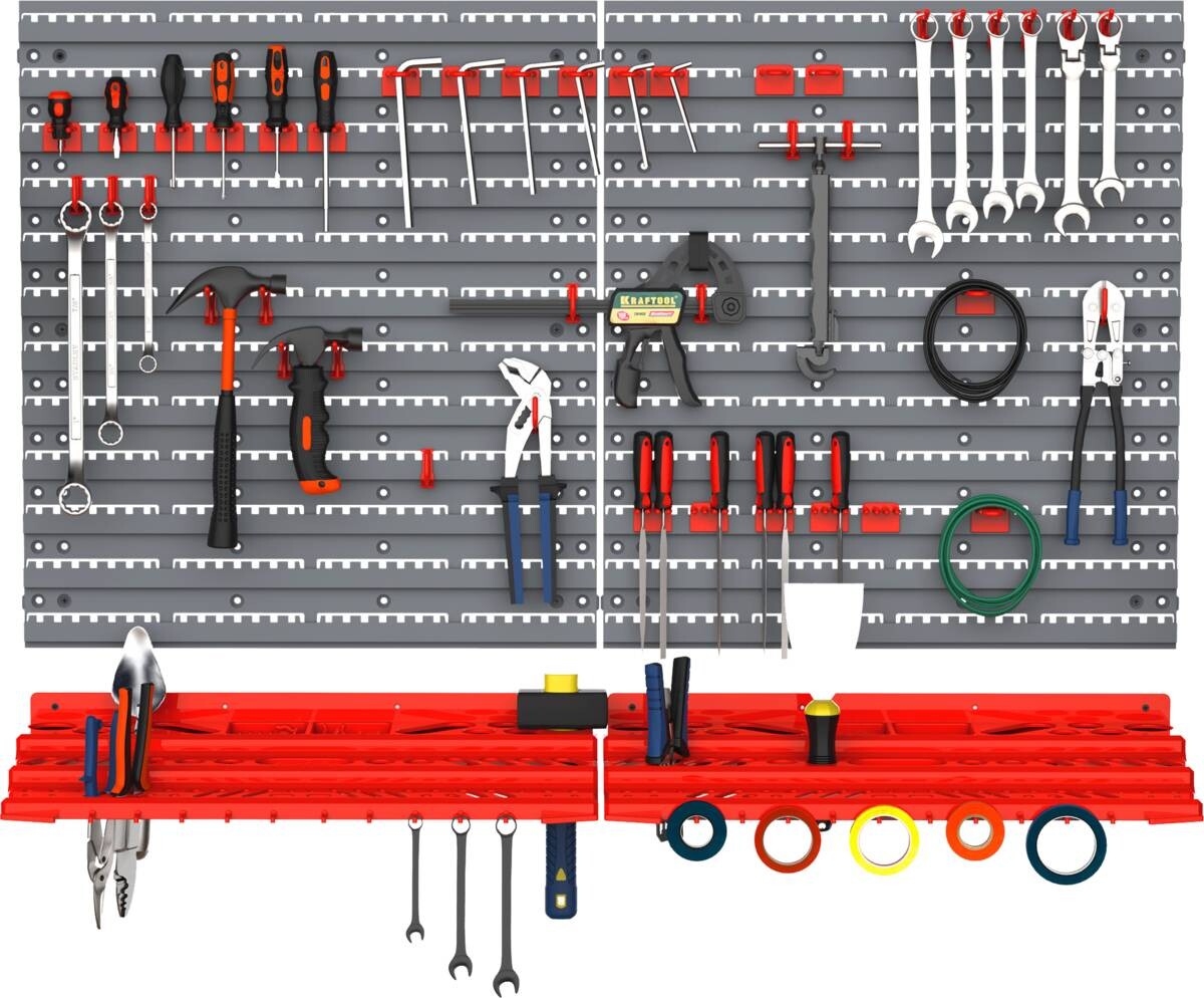 Werkzeuglochwand mit 54-teiliges Zubehör grau B/H/T: ca. 96x54x23 cm