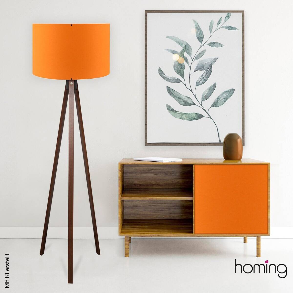 Opviq Stehlampe orange MDF PVC B/H/T/L/D: ca. 38x140x38x38x38 cm E27 1 Brennstellen