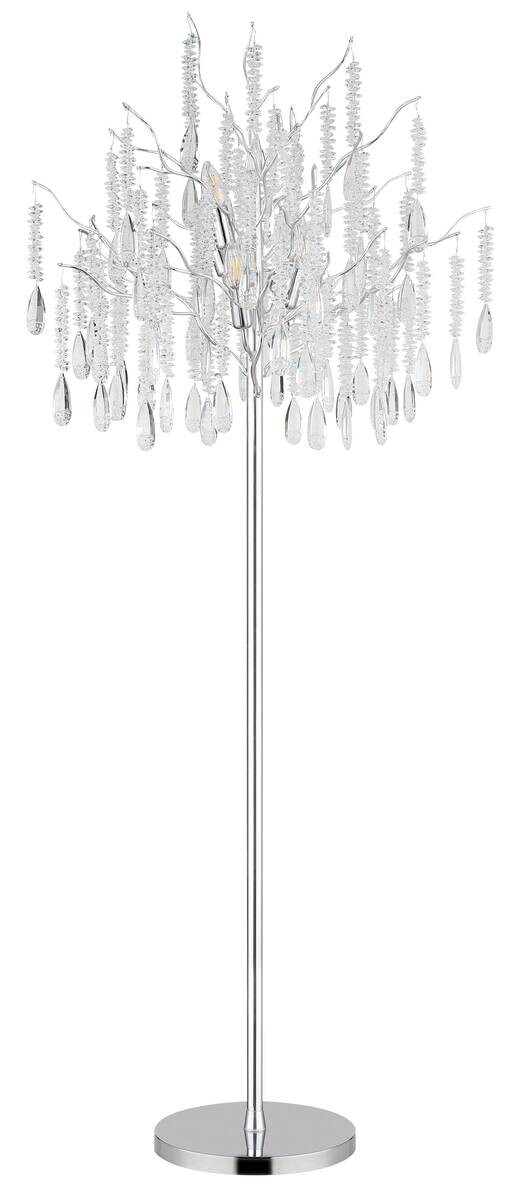 GLOBO Stehlampe klar silber Glas Metall H/D: ca. 165x55 cm E14 5 Brennstellen
