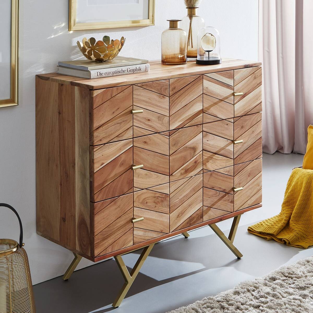 Sideboard natur gold B/H/T: ca. 90x86,5x40 cm