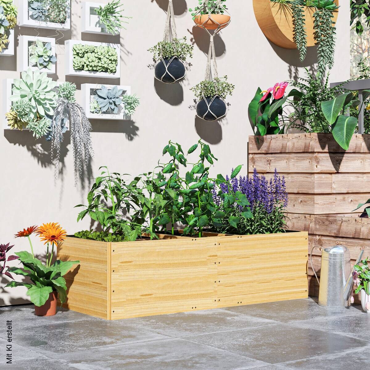 Outsunny Hochbeet natur Holz B/H/L: ca. 60x40x140 cm