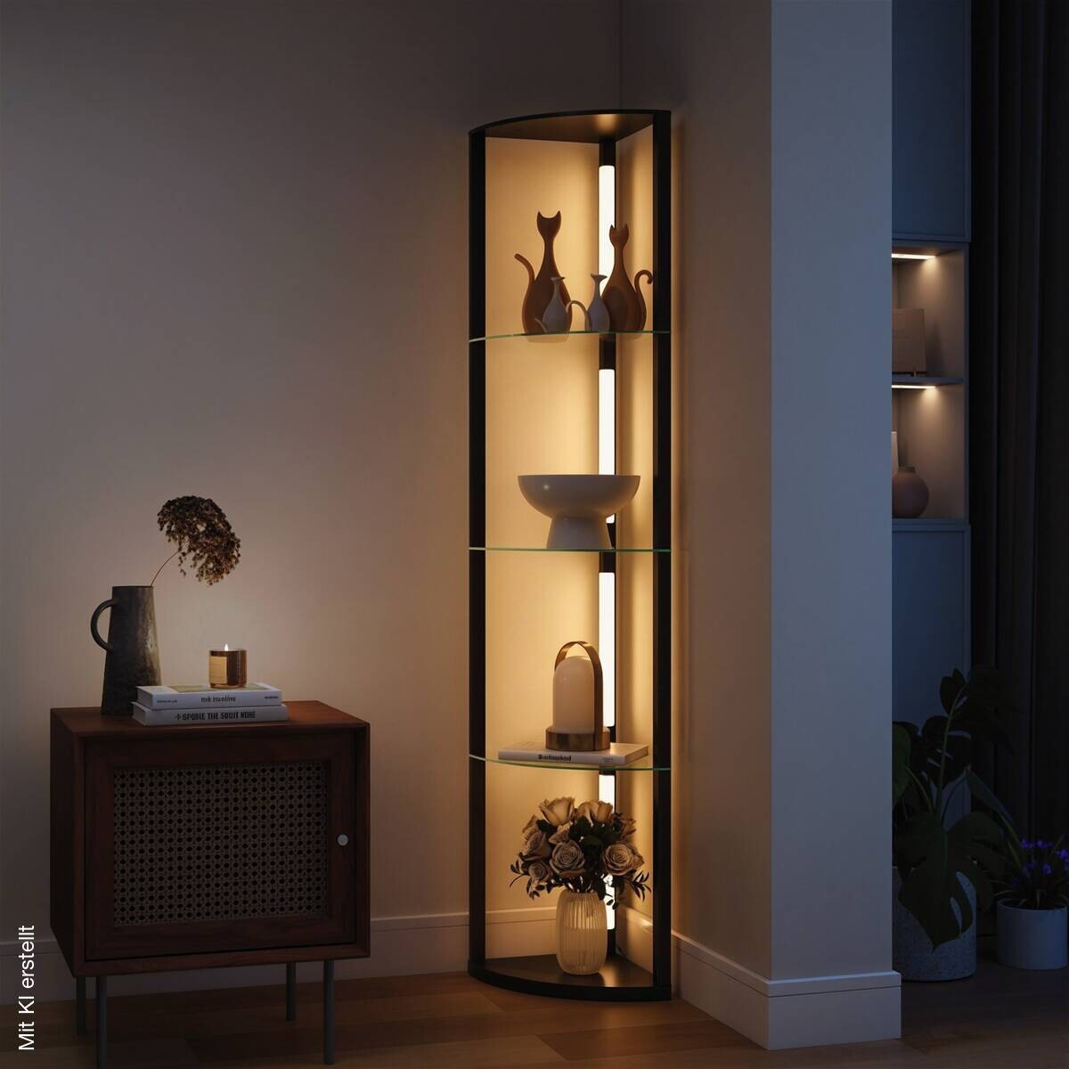 HOMCOM Stehleuchte schwarz MDF Glas B/H/L: ca. 29,5x162x41,5 cm