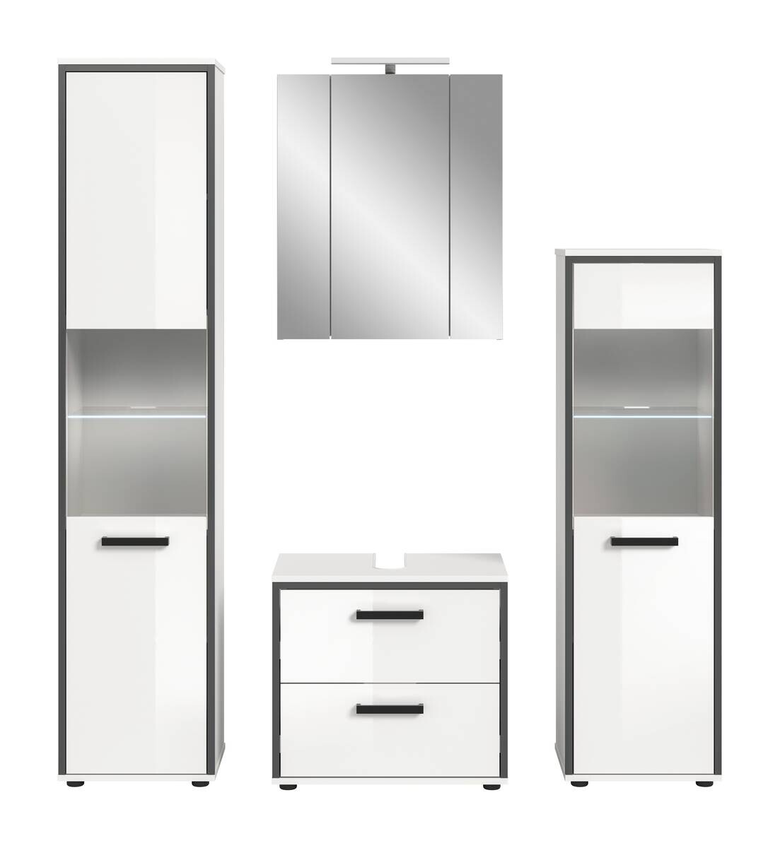 Badblock KOJAK weiß Hochglanz anthrazit grau B/H/T: ca. 171x188x37 cm