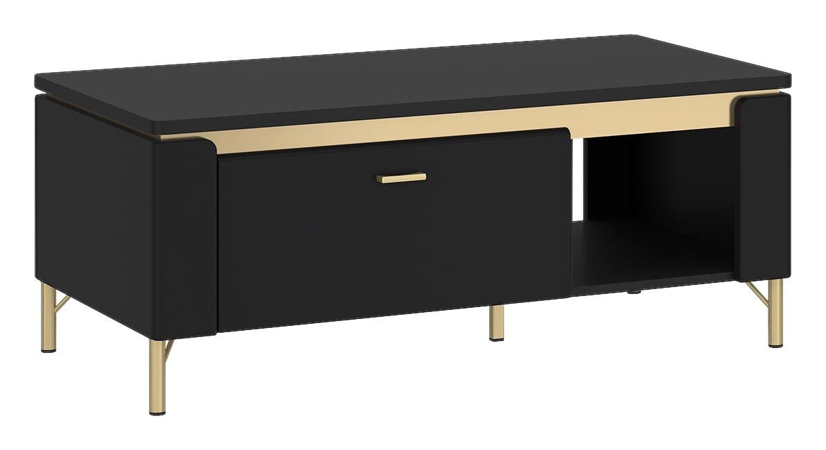 Couchtisch Norica schwarz matt gold Optik B/H/T: ca. 110x46x65 cm