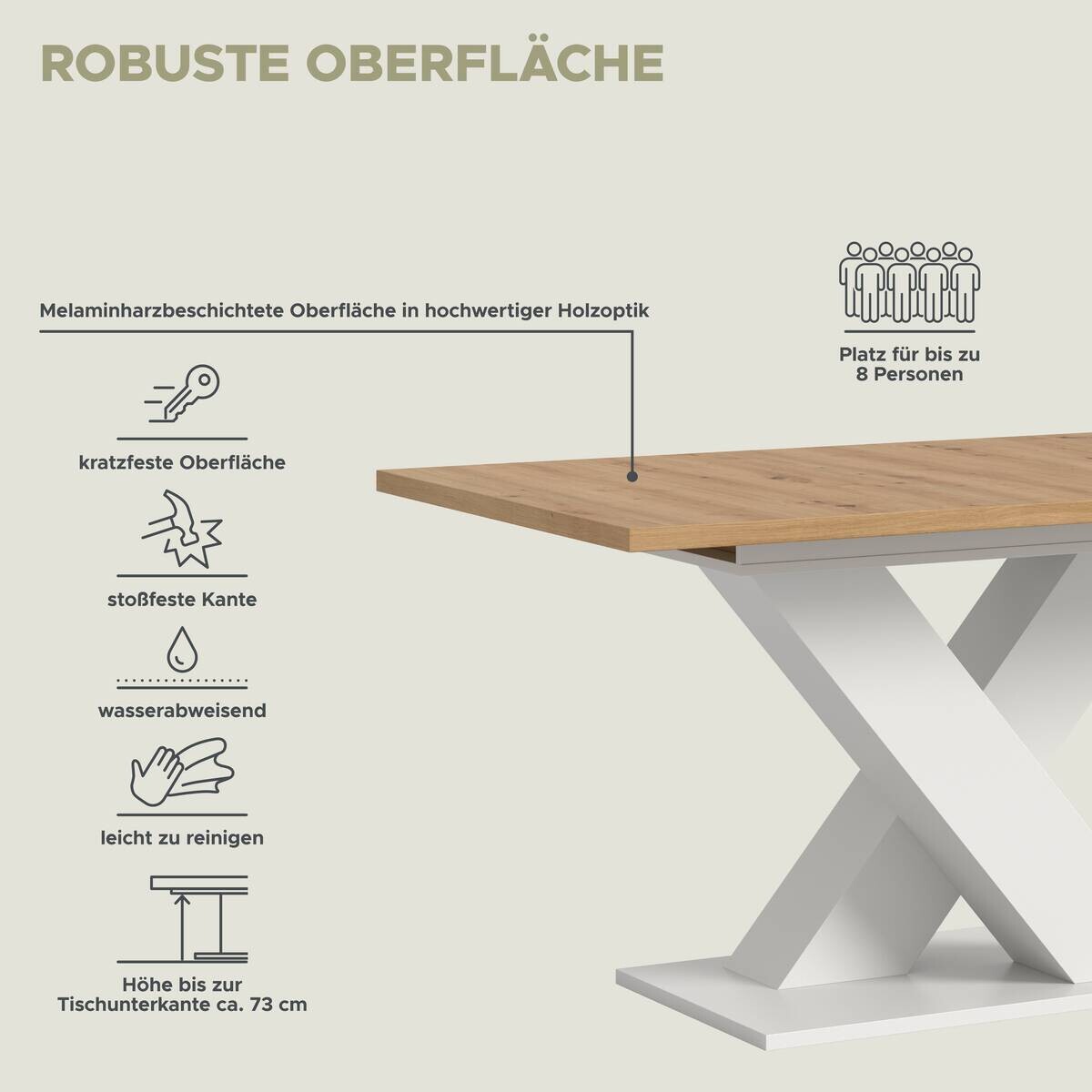 Esstisch MOTION weiß Artisan Nachbildung B/H/T: ca. 150x76x90 cm