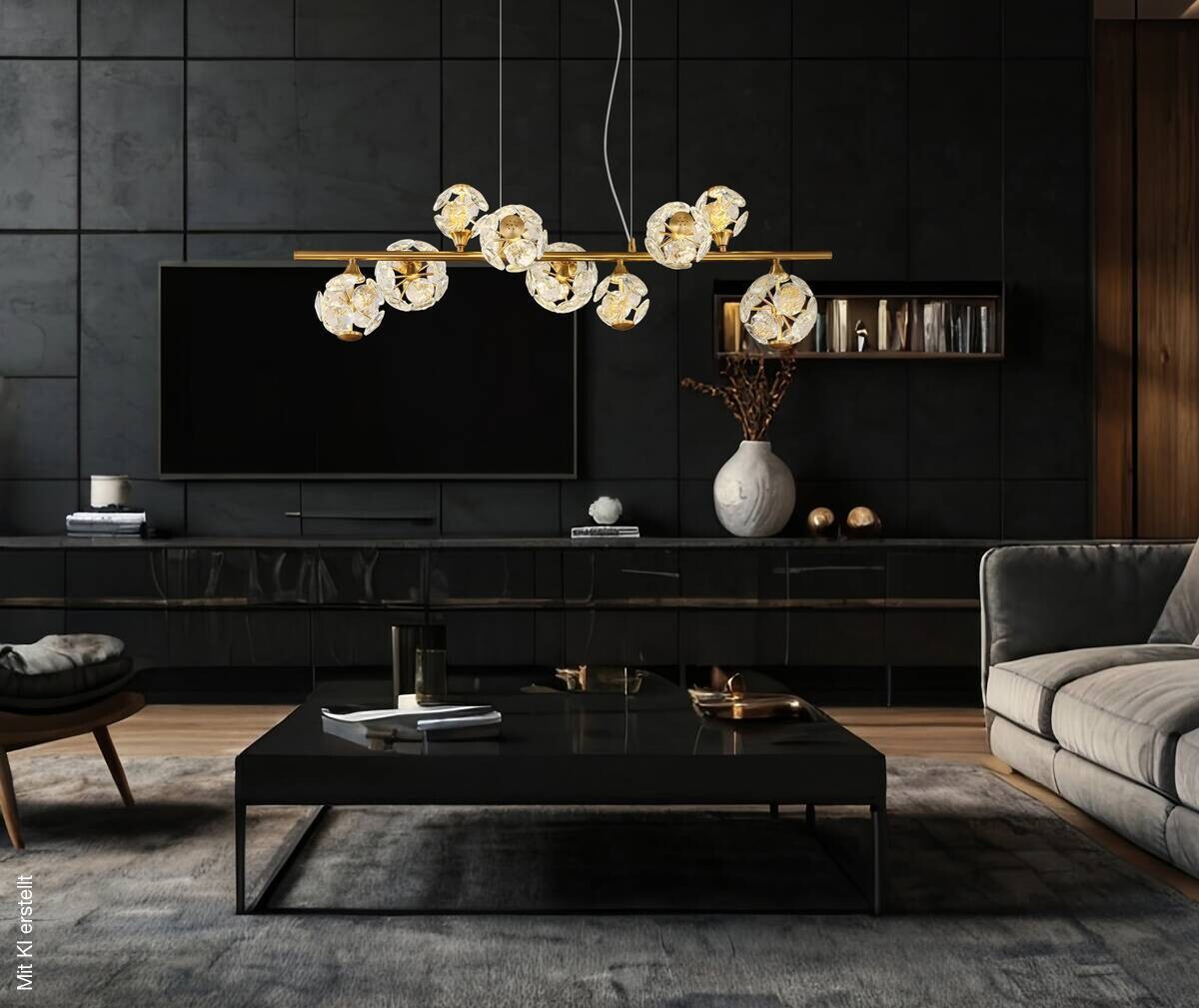 GLOBO LED-Pendelleuchte Virina gold Metall B/H/L: ca. 101x34,5x150 cm