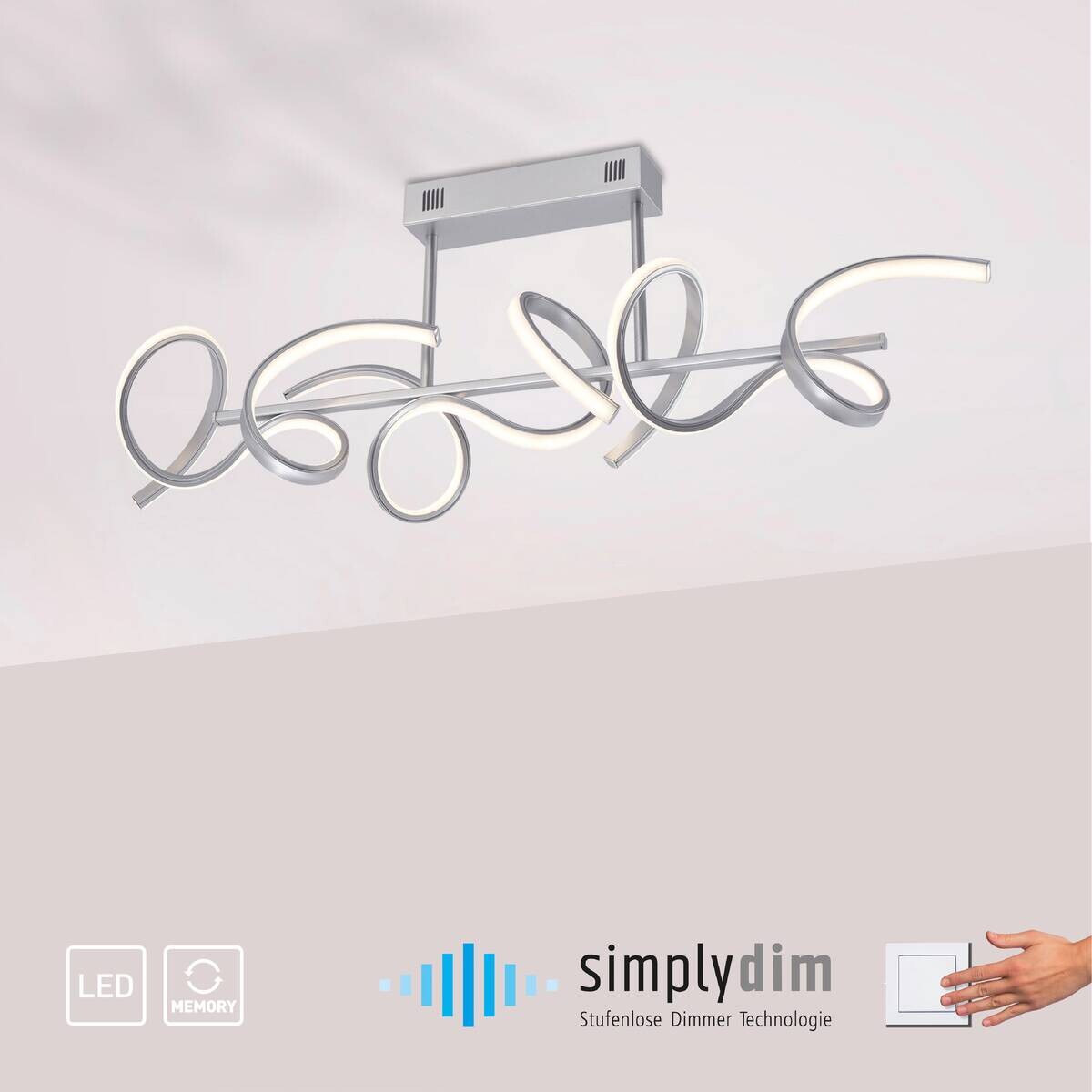 Just Light Deckenleuchte Curls silber Alu B/H/L: ca. 21x30x82 cm