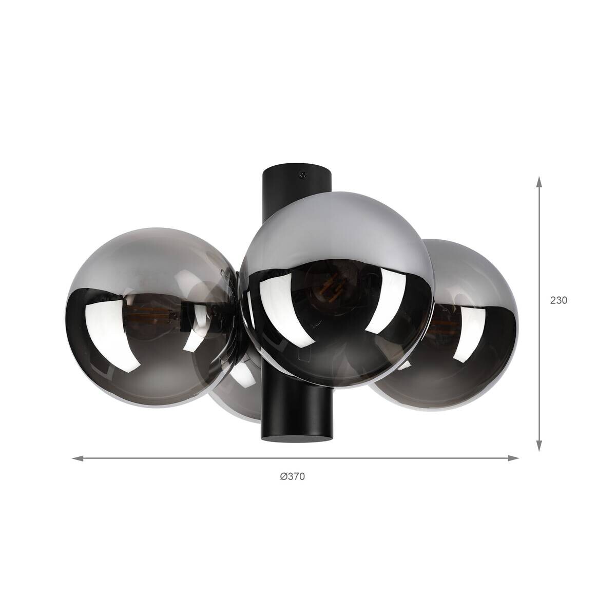 Lamkur Spots schwarz Stahl Glas B/H/L: ca. 37x23x37 cm E14 4 Brennstellen