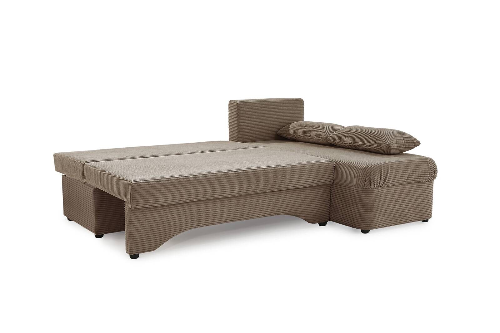 Ecksofa mit Bettfunktion und Bettkasten taupe Microfaser B/H/T: ca. 191x70x142 cm