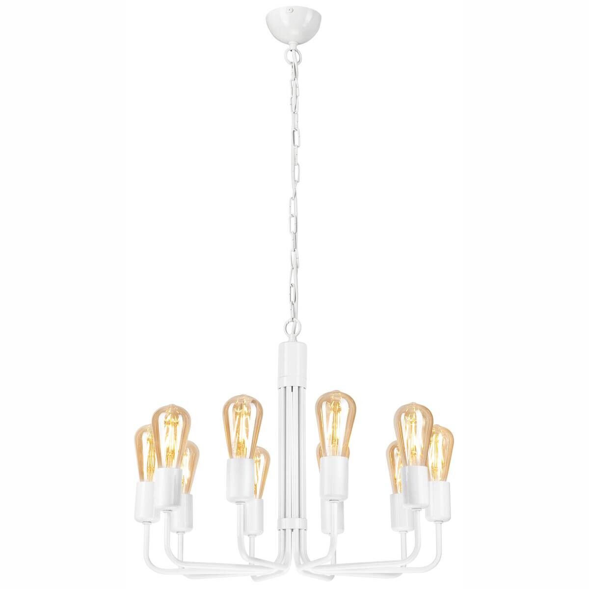 Lamkur Pendelleuchte weiß Stahl B/H/L: ca. 54x98x54 cm E27 10 Brennstellen