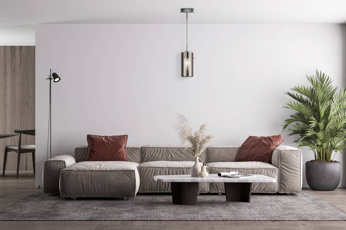 Searchlight Pendelleuchte Duo silber Glas Stahl B/H/L/D: ca. 13x120x13x13 cm E14 1 Brennstellen