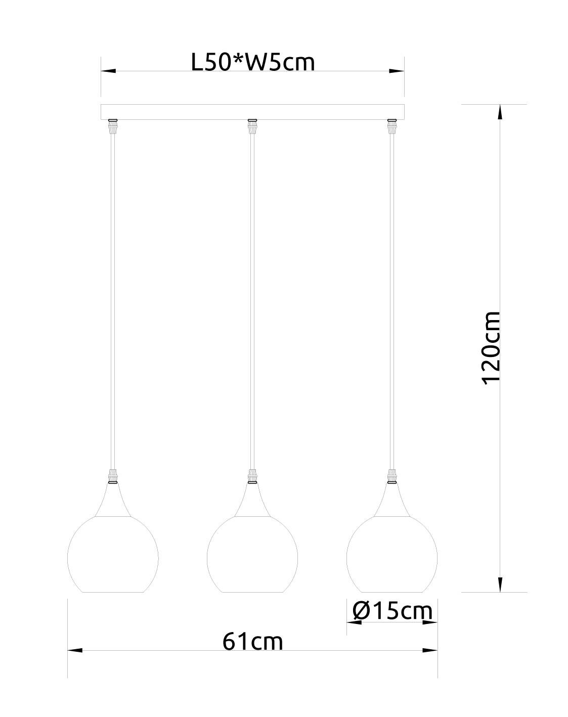 Pendelleuchte Nika Cappuccino amber Metall Glas B/H/L: ca. 15x61x120 cm E27 3 Brennstellen