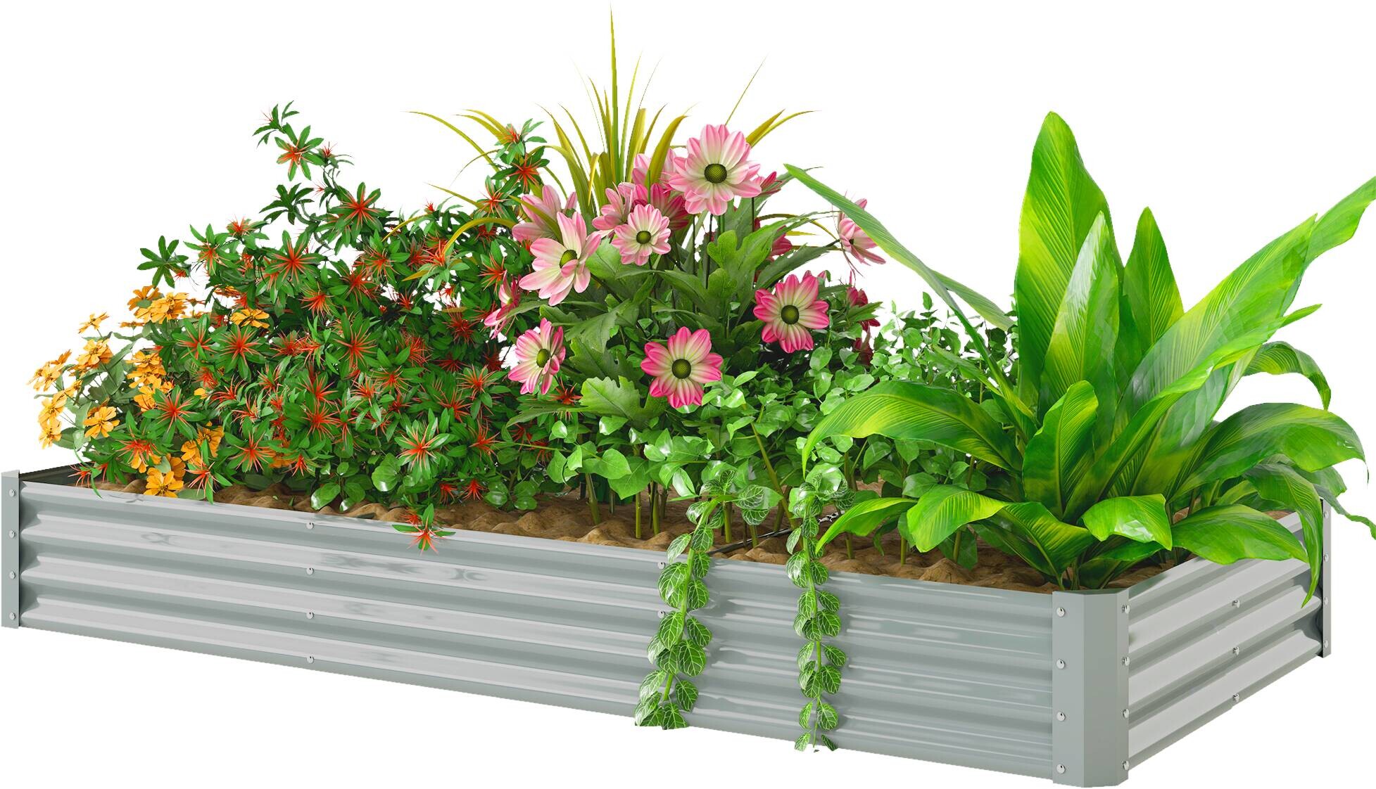 Outsunny Hochbeet silber Stahl B/H/L: ca. 120x30x240 cm