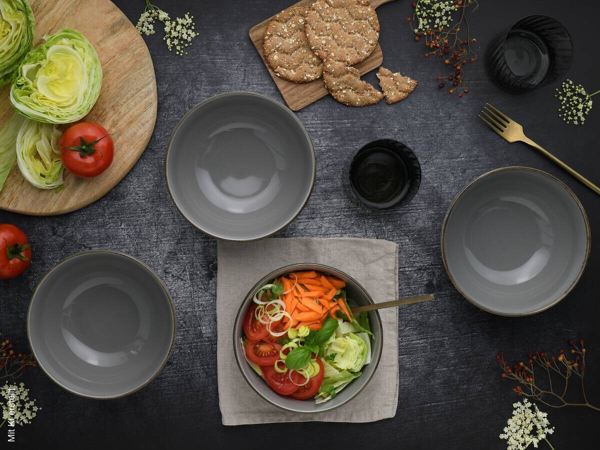 CreaTable Schüssel-Set Nature Collection Stone grau Steinzeug