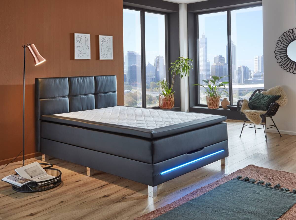 Boxbett Catania schwarz Liegefläche B/L: ca. 140x200 cm