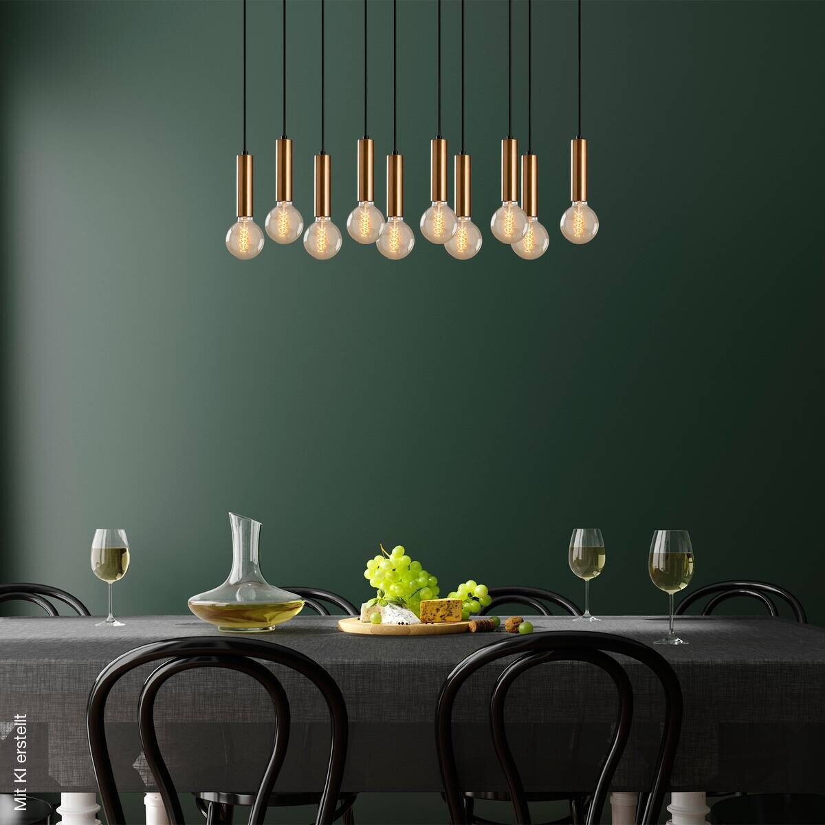 Opviq Pendelleuchte bronze B/H/T: ca. 75x136x24 cm E27 10 Brennstellen
