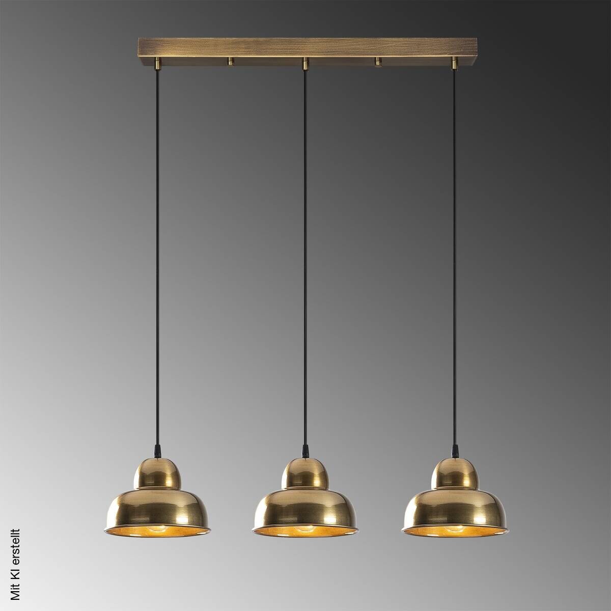 Opviq Pendelleuchte messing B/H/T: ca. 70x111x40 cm E27 3 Brennstellen
