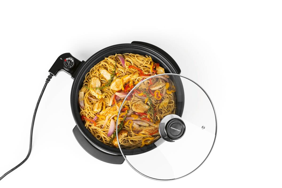 GOURMETmaxx Elektrische Party-Pfanne schwarz Edelstahl B/H/L: ca. 14,5x36x34,5 cm