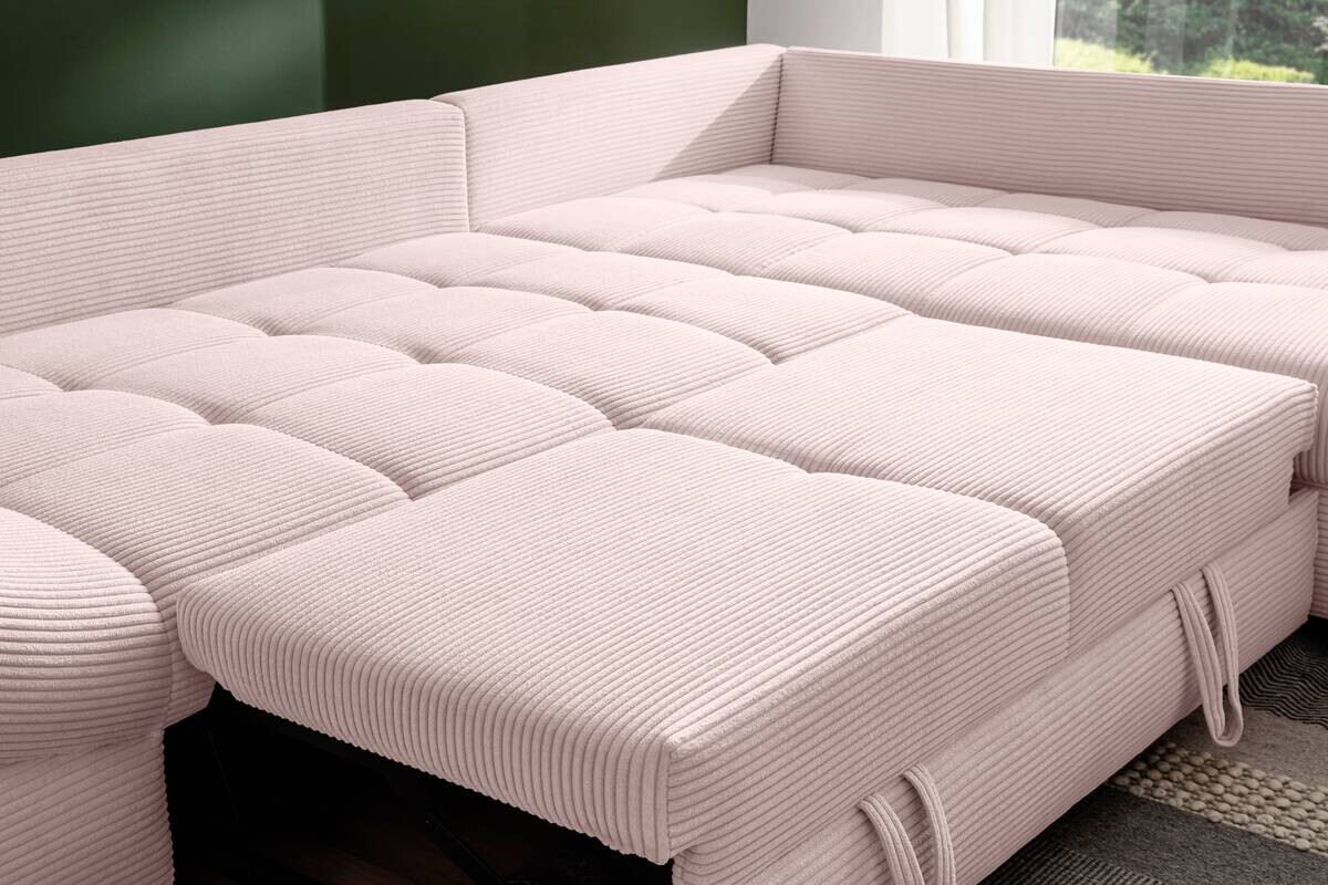 Ecksofa mit Bettfunktion altrosa Microfaser B/H/T: ca. 303x88x202 cm