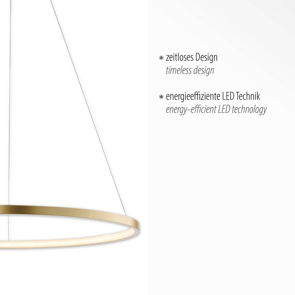 Just Light LED-Pendelleuchte CIRCLE 11524-12 weiß gold Kunststoff Metall H/D: ca. 120x60 cm 1 Brennstellen