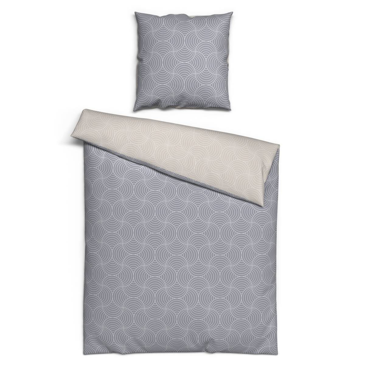 Baumwoll Bettwäsche Renforce grau beige 100% Baumwolle B/L: ca. 155x220 cm