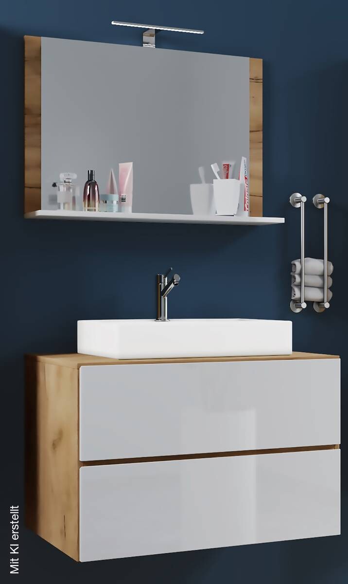 Waschplatz 3tlg-Lendas weiß Eiche Honig Nachbildung weiß B/H/T: ca. 80x52x52 cm