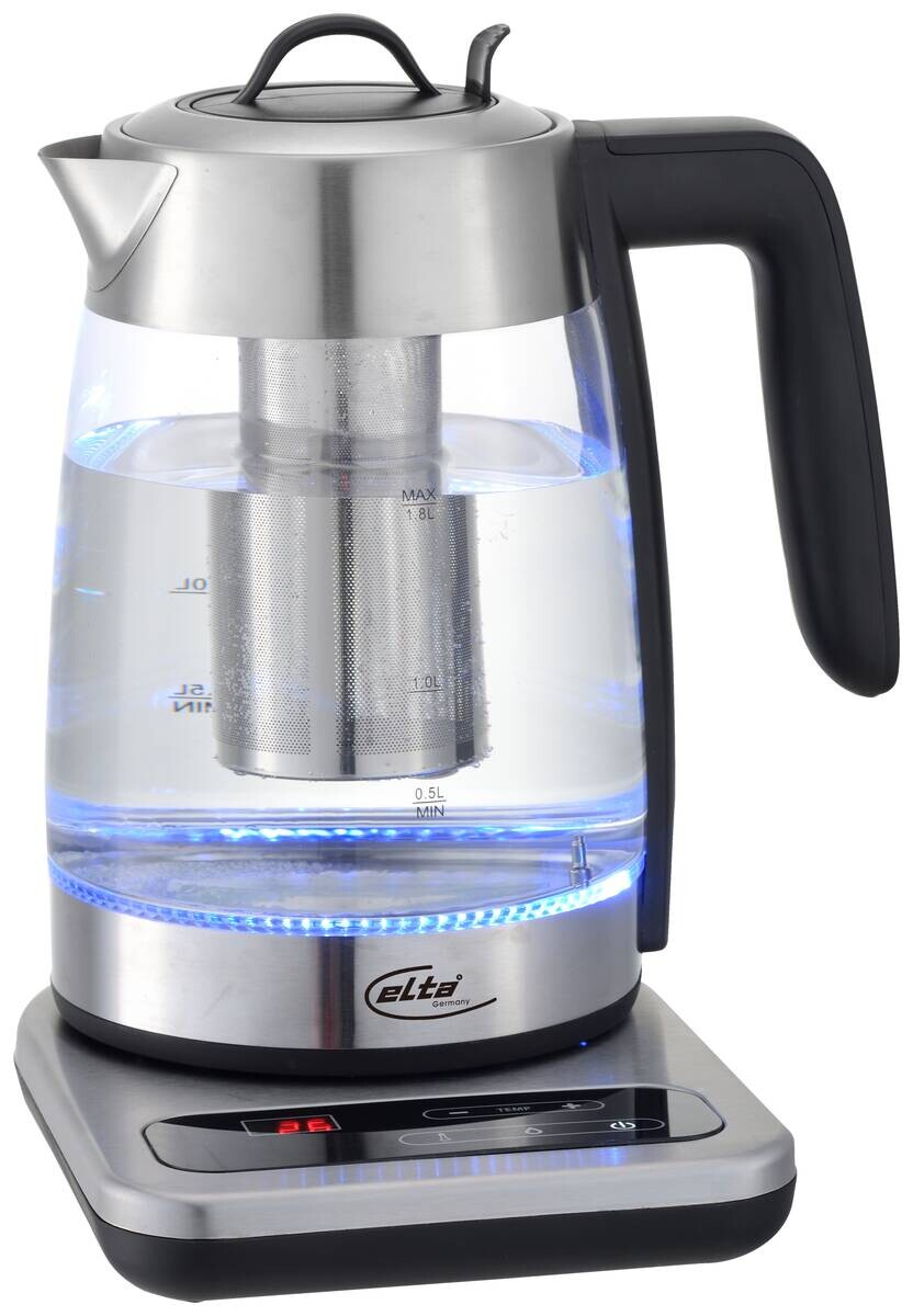 Elta Tee-/Wasserkocher TK-2200.2 schwarz Edelstahl Glas Edelstahl B/H/T: ca. 25x28x20 cm ca. 1,8 l