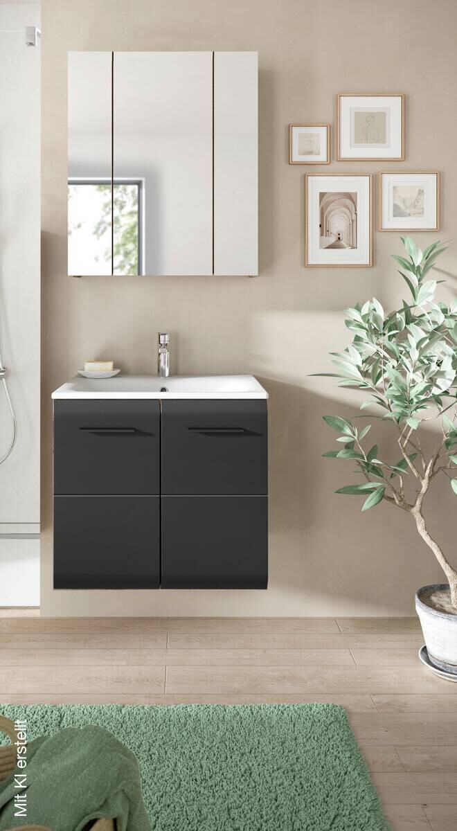 Badezimmer-Set Ice Nox Oak Nachbildung schwarz matt B/H/T: ca. 60x185x46 cm