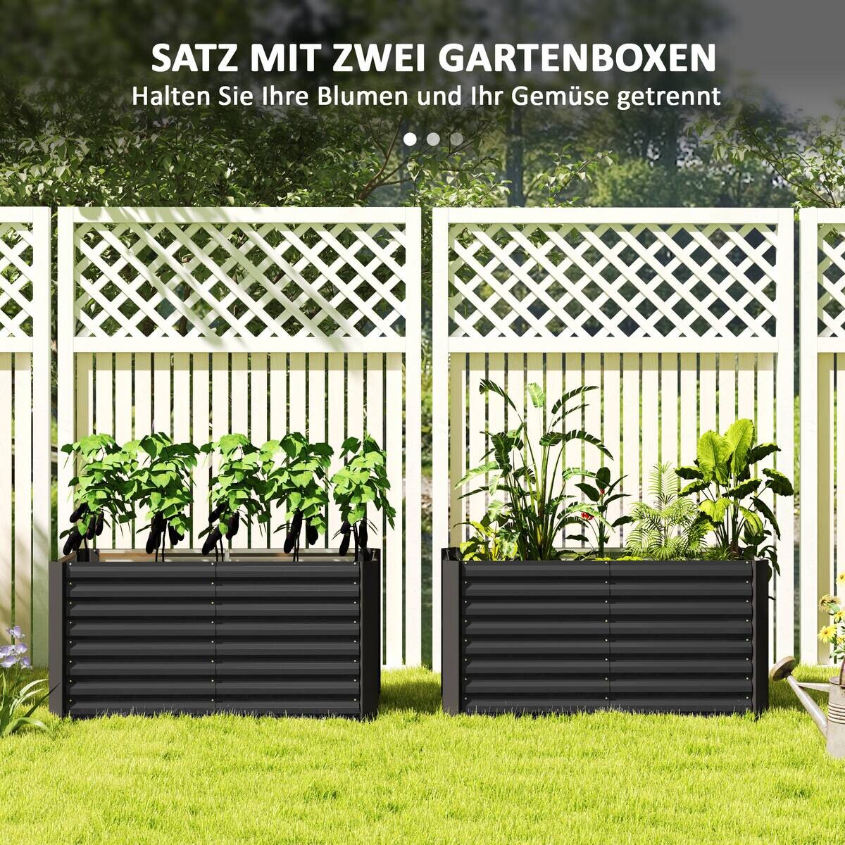 Outsunny Hochbeet 2er Set dunkelgrau Stahl B/H/L: ca. 60x60x120 cm