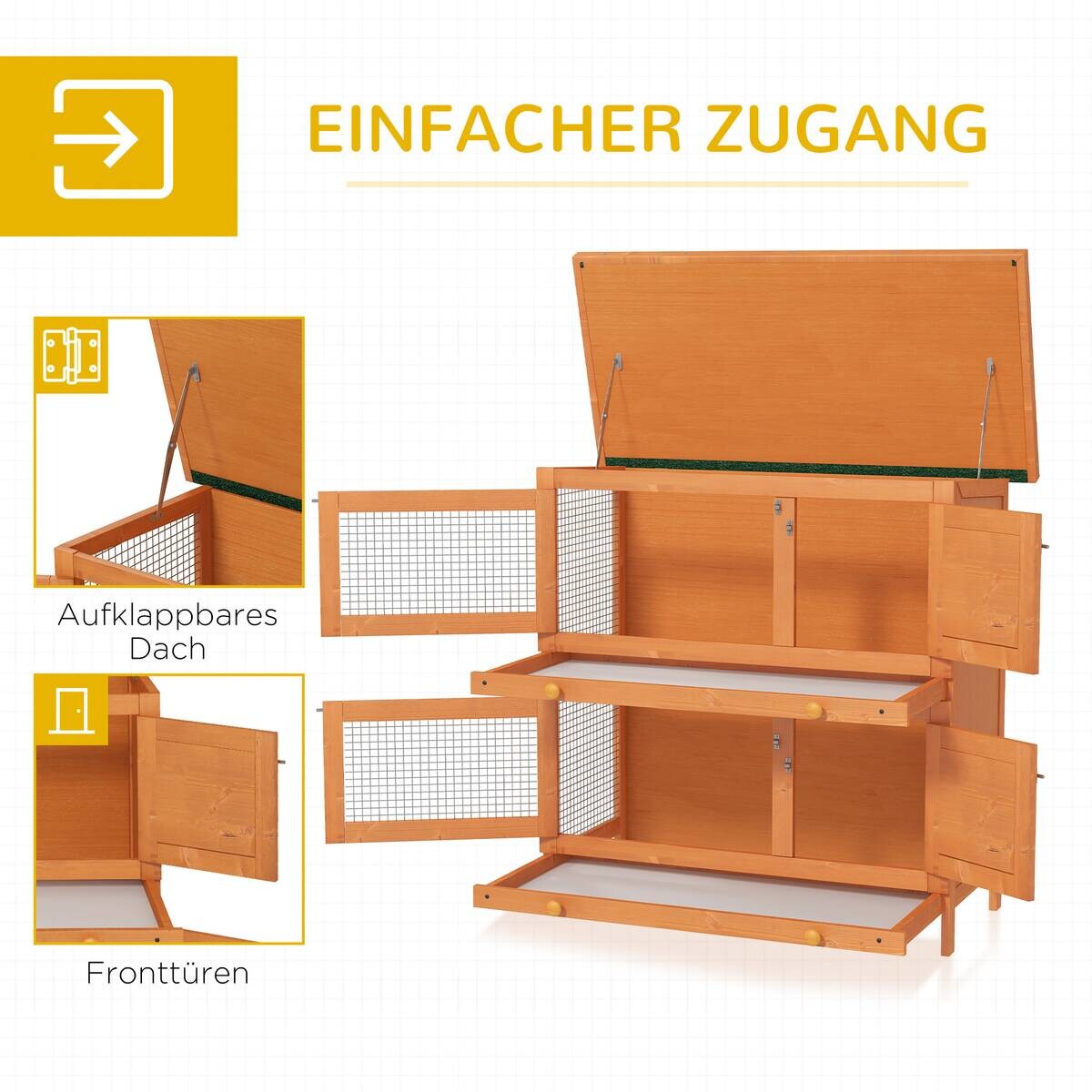 PawHut Kleintierstall grün Holz B/H/L: ca. 45x90x90 cm