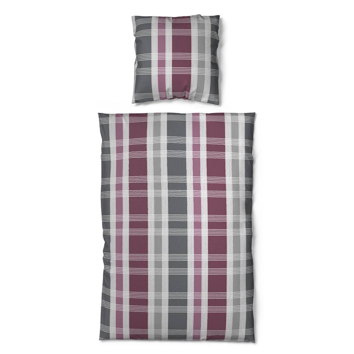 Baumwoll Bettwäsche Biber bordeaux 40% Polyester, 60% Baumwolle B/L: ca. 135x200 cm