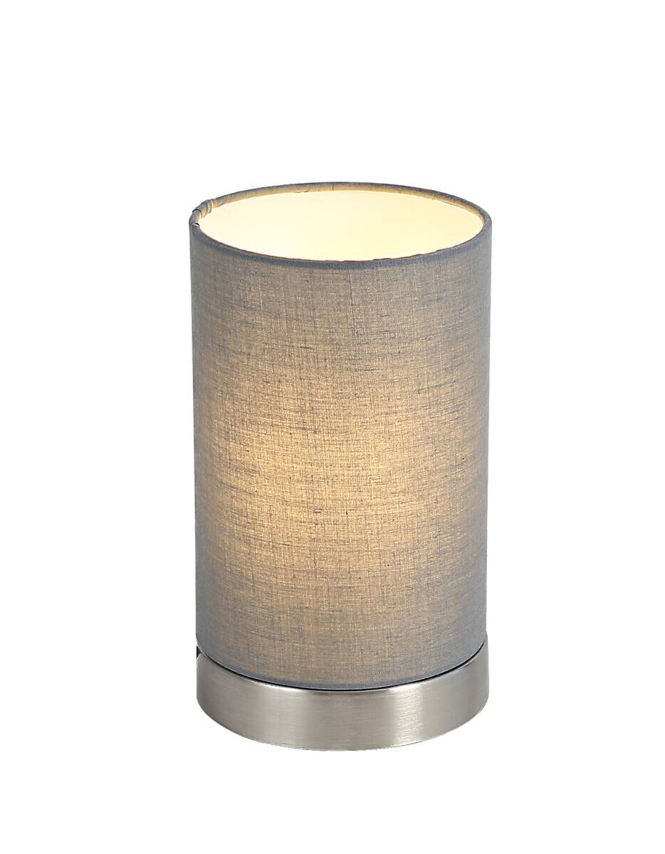 POCOline Tischleuchte Robin grau nickel matt Stoff Metall H/D: ca. 20x12 cm E14 1 Brennstellen