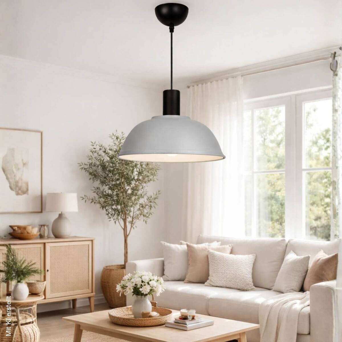 Opviq Pendelleuchte grau B/H/T: ca. 33x120x33 cm E27 1 Brennstellen
