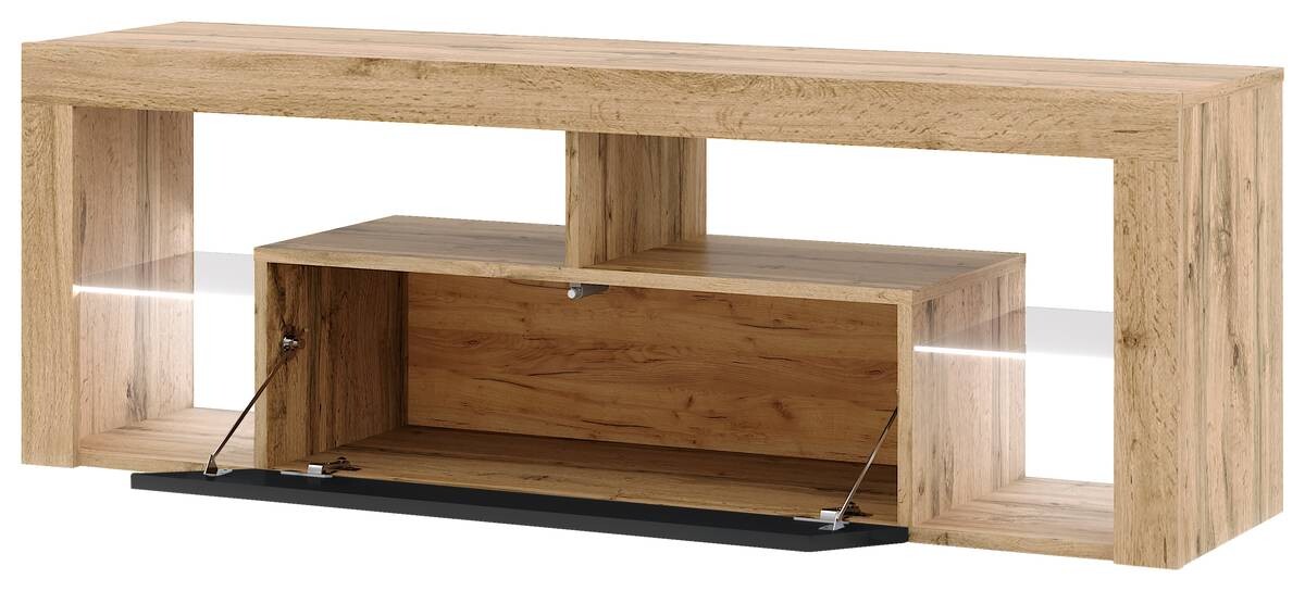 TV-Lowboard TV LOWBOARD Everest 140 LED Eiche Wotan Nachbildung schwarz glänzend B/H/T: ca. 140x50x35 cm