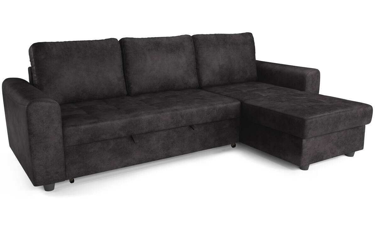 Ecksofa mit Bettfunktion und Bettkasten anthrazit Microfaser B/T: ca. 245x155 cm