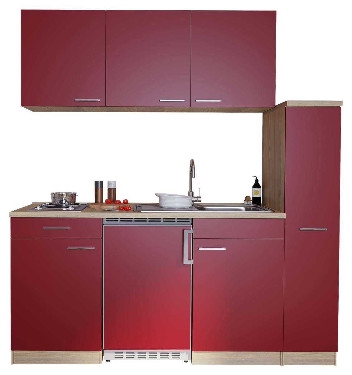 Respekta Küchenblock Economy rot matt B/H/T: ca. 180x200x60 cm