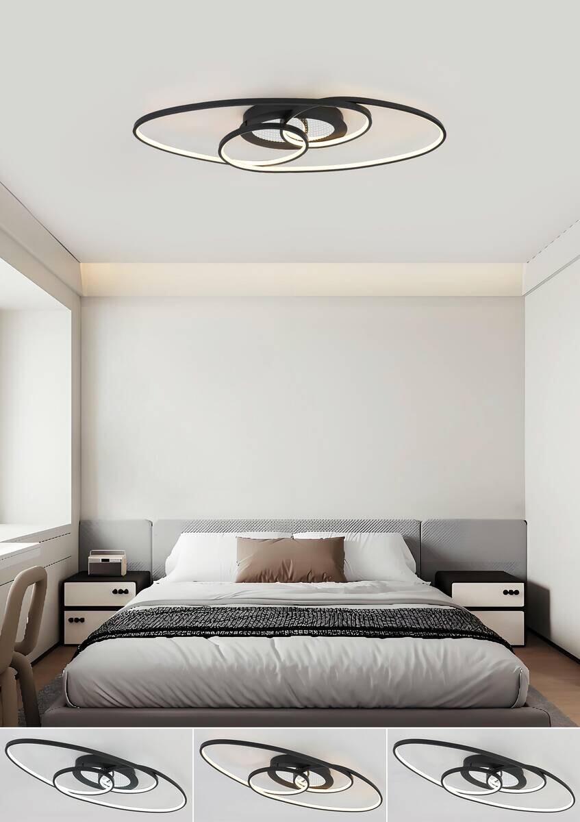 Nolo LED-Deckenleuchte Flow schwarz Metall B/H/L: ca. 30x7,5x85 cm