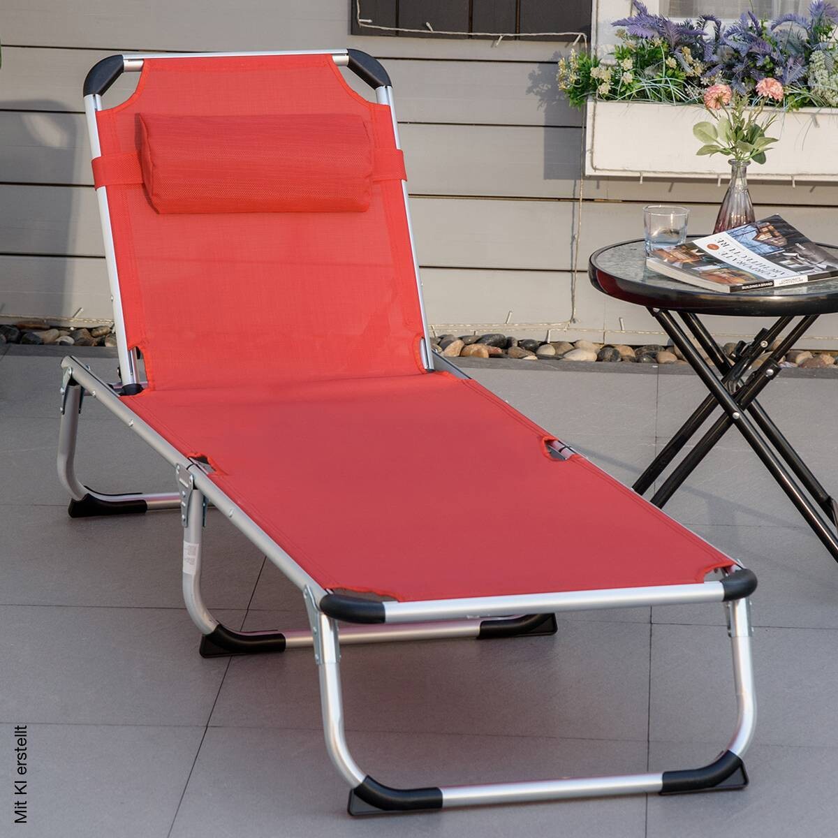Outsunny Gartenliege rot Aluminium B/H/L: ca. 60x28x189 cm