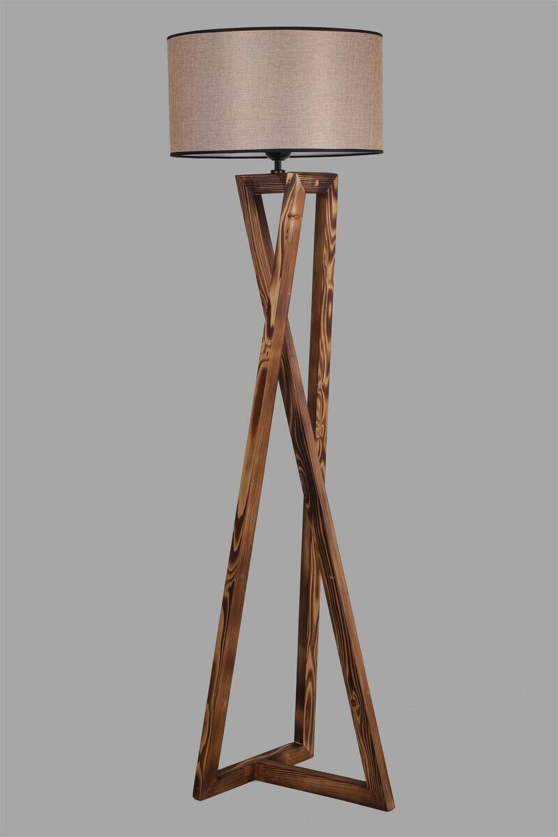 Stehleuchte braun Stoff B/H/L/D: ca. 45x150x45x45 cm E27 1 Brennstellen