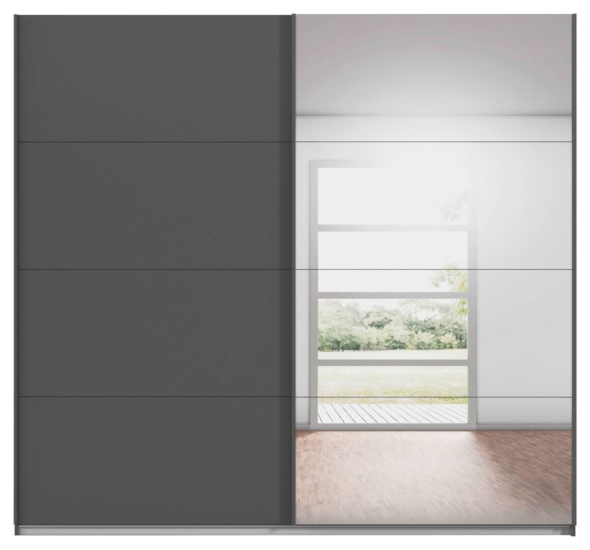 Schwebetürenschrank Quadra grau B/H/T: ca. 225x210x62 cm